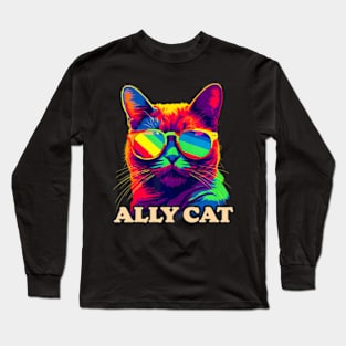 LGBT Cute Ally Cat Gay Pride LGBTQ Flag Pride Gear Long Sleeve T-Shirt